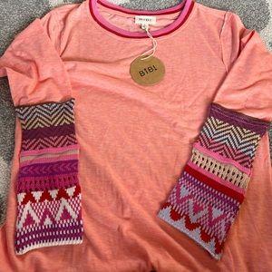 BiBi Womens Pink and Orange long sleeve shirt size small